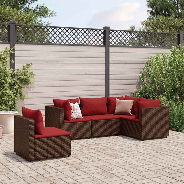 VidaXL Polyrattan Kerti Ülőgarnitúra - 5 részes - Barna