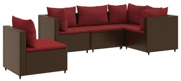 VidaXL Polyrattan Kerti Ülőgarnitúra - 5 részes - Barna