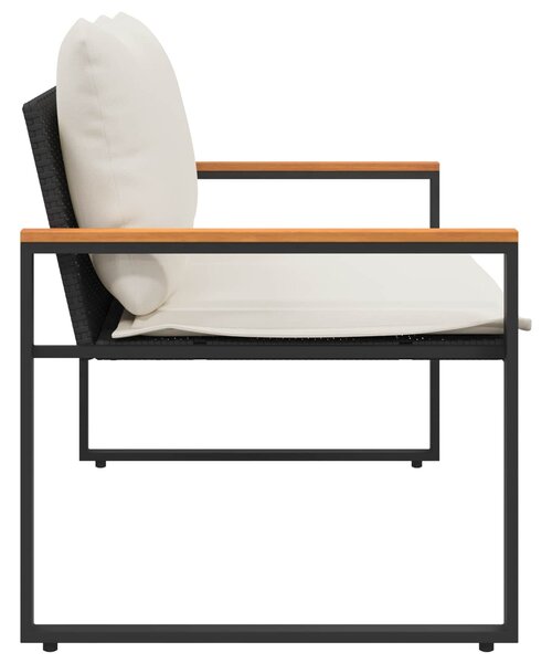 VidaXL pad párnával Fekete és krémfehér 115 x 65 x 72 cm Rattan