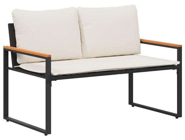 VidaXL pad párnával Fekete és krémfehér 115 x 65 x 72 cm Rattan