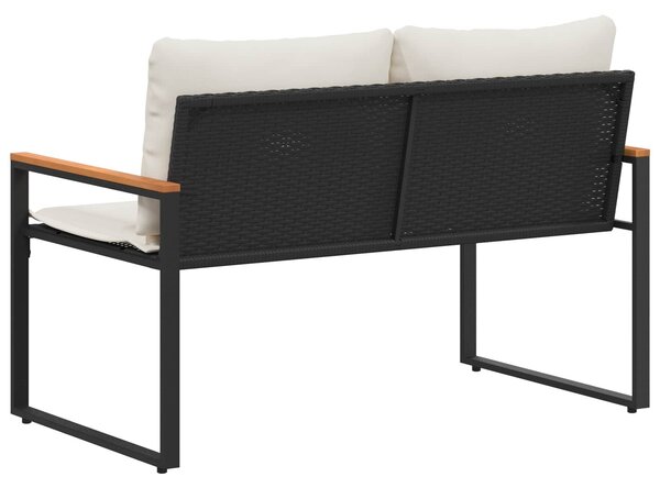 VidaXL pad párnával Fekete és krémfehér 115 x 65 x 72 cm Rattan