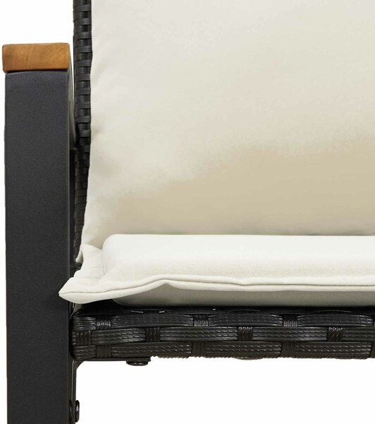 VidaXL pad párnával Fekete és krémfehér 115 x 65 x 72 cm Rattan