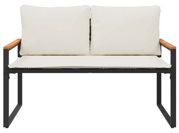 VidaXL pad párnával Fekete és krémfehér 115 x 65 x 72 cm Rattan
