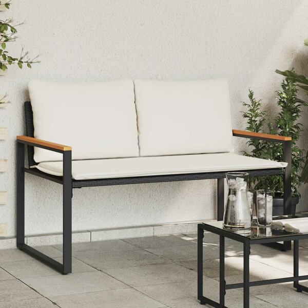 VidaXL pad párnával Fekete és krémfehér 115 x 65 x 72 cm Rattan