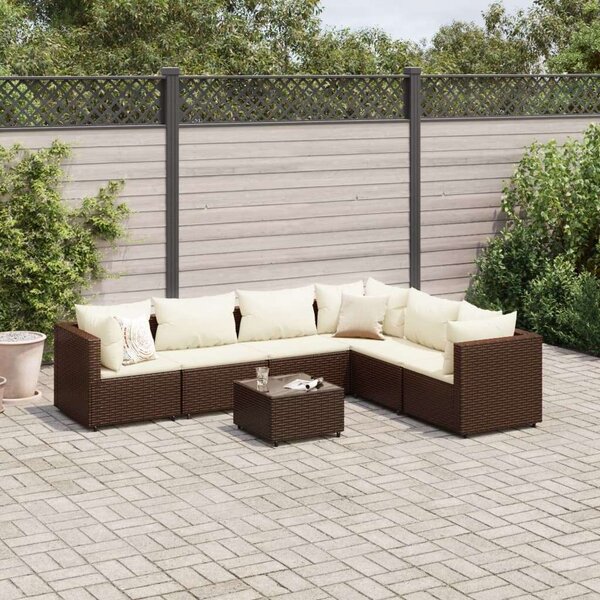 VidaXL 7 részes barna polyrattan kerti ülőgarnitúra párnákkal