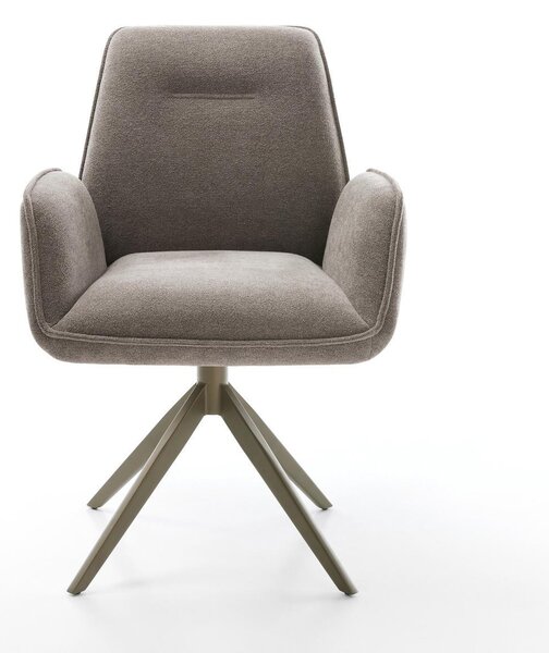 DELIFE Étkezőszék Zoa-Flex strukturált szövet puha taupe széles kereszt láb titán színű 360°-ban forgatható billenő zsákrugós matrac
