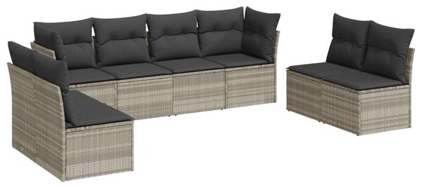VidaXL Polyrattan Kerti Ülőgarnitúra - 8 részes - Világosszürke