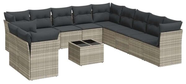 VidaXL Polyrattan Kerti Ülőgarnitúra - 12 részes, Világosszürke