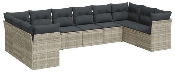 VidaXL Polyrattan Kerti Ülőgarnitúra - 10 részes - Világosszürke