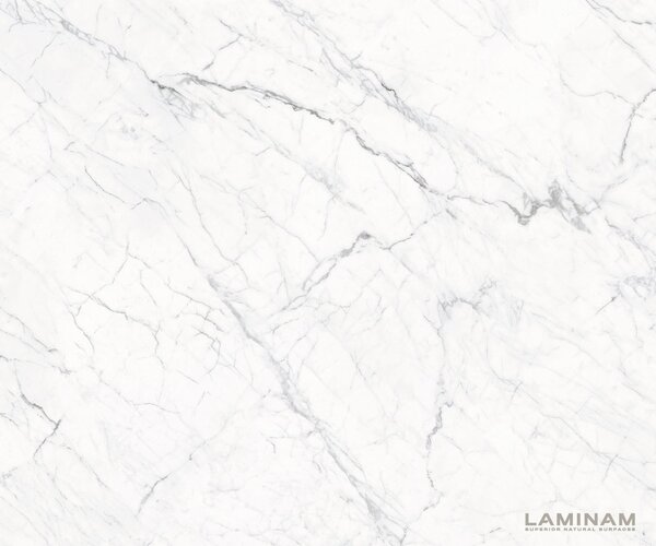 DELIFE Étkezőasztal Edge hajóformájú 180-220x100 cm Laminam® Statuarietto kerámia fehér kereszt láb téglalap alakú titán színű effekt finish kihúzható