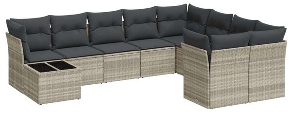 VidaXL Polyrattan Kerti Ülőgarnitúra - 10 részes - Világosszürke