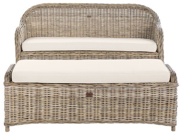 Kerti pad ülőpárnával SUSUA 150 cm Ottománnal Rattan Természetes