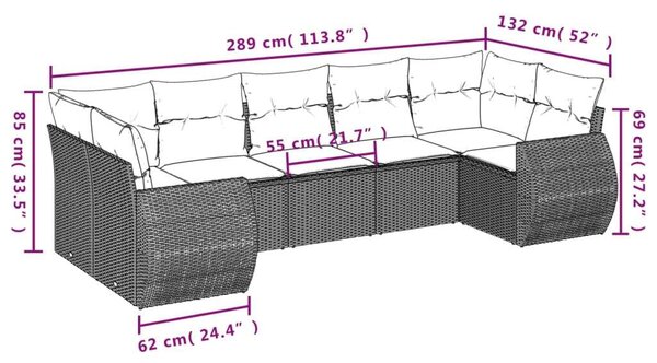 VidaXL Polyrattan Kerti Ülőgarnitúra - 7 részes