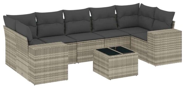 VidaXL Polyrattan Kerti Ülőgarnitúra - 8 részes - Világos Szürke
