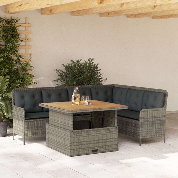 VidaXL 2 részes szürke polyrattan kerti kanapészett párnákkal