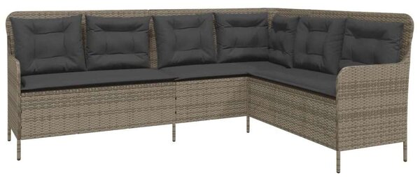 VidaXL 2 részes szürke polyrattan kerti kanapészett párnákkal