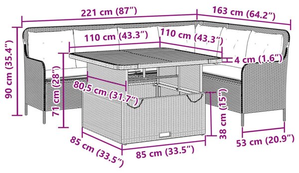 VidaXL 2 részes bézs polyrattan kerti ülőgarnitúra párnákkal