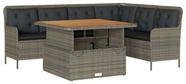 VidaXL 2 részes szürke polyrattan kerti kanapészett párnákkal