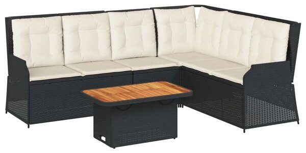 VidaXL 5 részes Kerti Ülőgarnitúra - Fekete Polyrattan