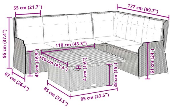 VidaXL Polyrattan Kerti Ülőgarnitúra - 5 részes - Bézs