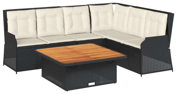 VidaXL Polyrattan Kerti Ülőgarnitúra - 5 részes - Fekete
