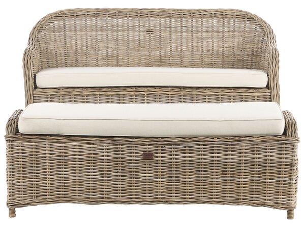 Kerti pad ülőpárnával SUSUA 141 cm Ottománnal Rattan Természetes