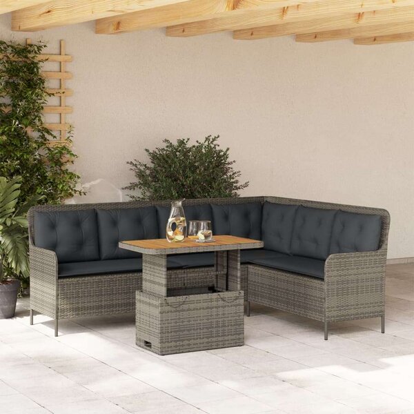 VidaXL 2 részes szürke polyrattan kerti kanapészett párnákkal