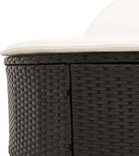 VidaXL Dupla Napozóágy - Fekete Polyrattan - 200cm