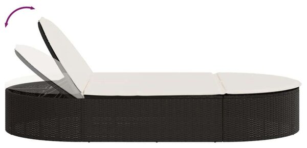 VidaXL Dupla Napozóágy - Fekete Polyrattan - 200cm