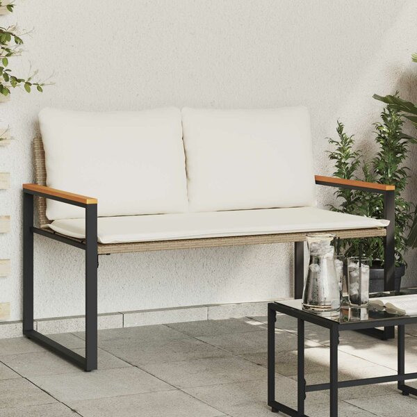 VidaXL pad párnával Beige és Krémszínű 115 x 65 x 72 cm Rattan