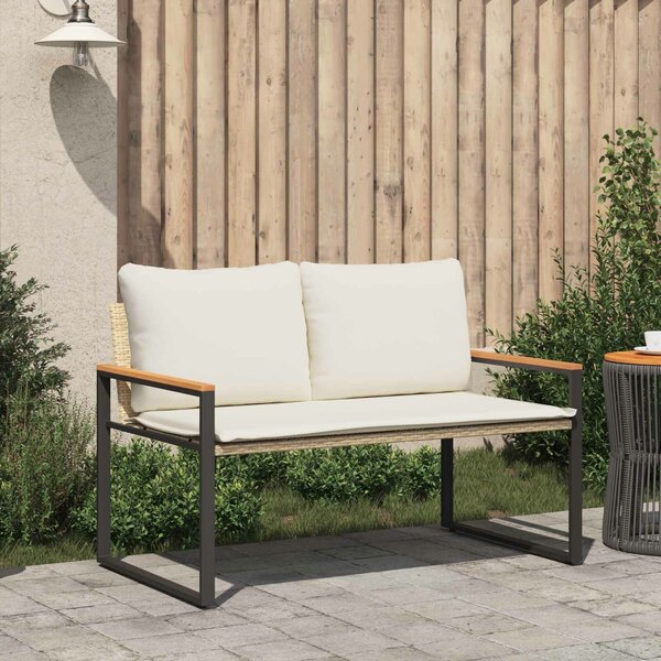 VidaXL pad párnával Beige és Krémszínű 115 x 65 x 72 cm Rattan