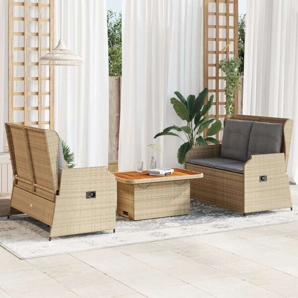 VidaXL Polyrattan Kerti Ülőgarnitúra - 3 részes - Bézs