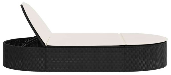 VidaXL Dupla Napozóágy - Fekete Polyrattan - 200cm