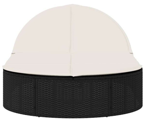 VidaXL Dupla Napozóágy - Fekete Polyrattan - 200cm