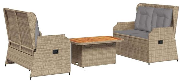 VidaXL Polyrattan Kerti Ülőgarnitúra - 3 részes - Bézs