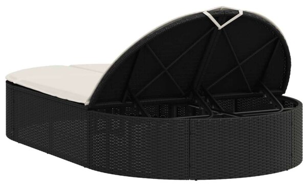 VidaXL Dupla Napozóágy - Fekete Polyrattan - 200cm