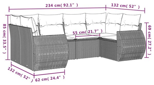 VidaXL Polyrattan Kerti Ülőgarnitúra - 6 részes, Világosszürke