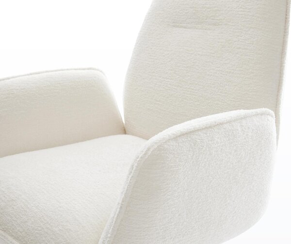 DELIFE Étkezőszék Zoa-Flex bouclé puha bézs kereszt láb széles fehér 360° forgatható billenő zsákrugó