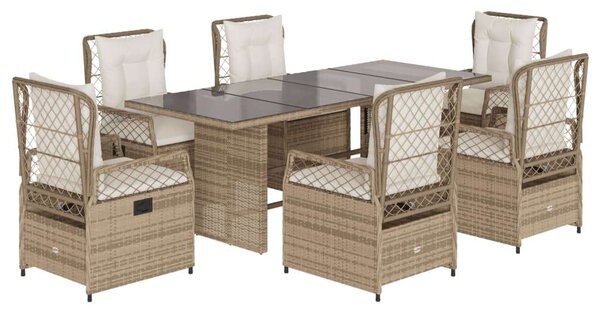VidaXL Polyrattan Kerti Étkezőgarnitúra - 7 részes - Bézs