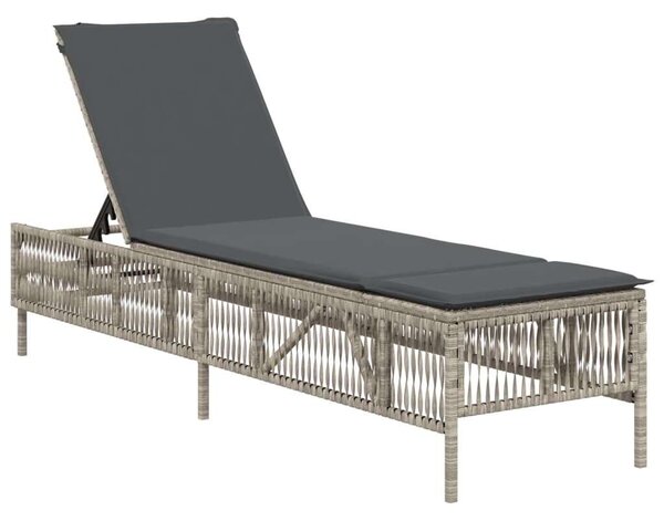 VidaXL Polyrattan Napozóágy - Világosszürke - 198cm