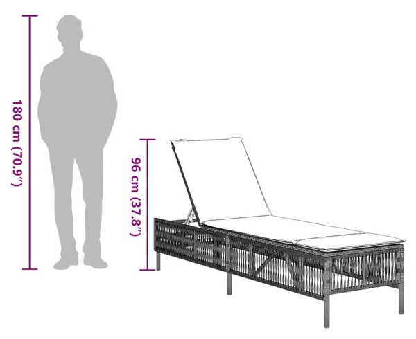 VidaXL Polyrattan Napozóágy - Világosszürke - 198cm