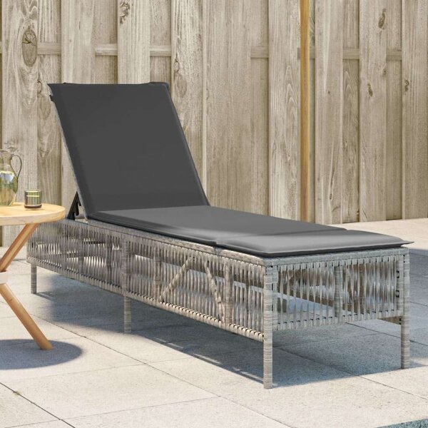 VidaXL Polyrattan Napozóágy - Világosszürke - 198cm