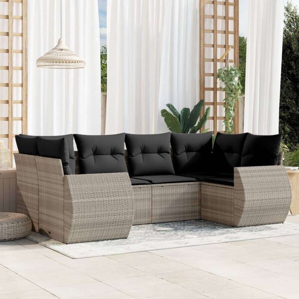 VidaXL Polyrattan Kerti Ülőgarnitúra - 6 részes, Világosszürke