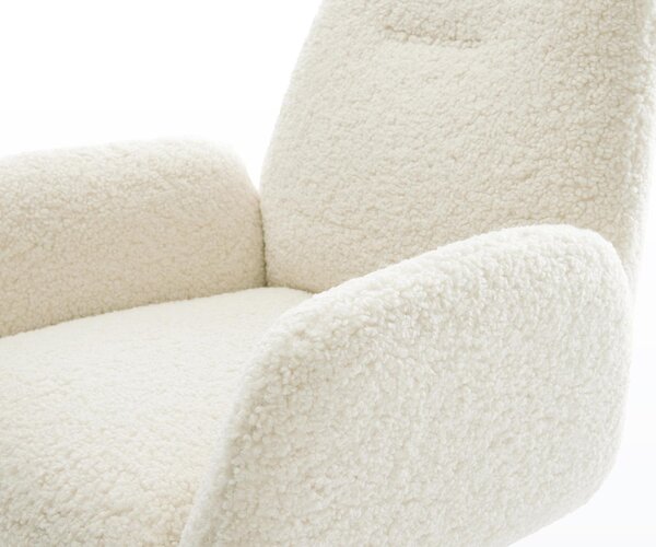 DELIFE Étkezőszék Zoa-Flex teddy szövet bézs kereszt láb széles rozsdamentes acél 360° forgatható billenő zsákrugó