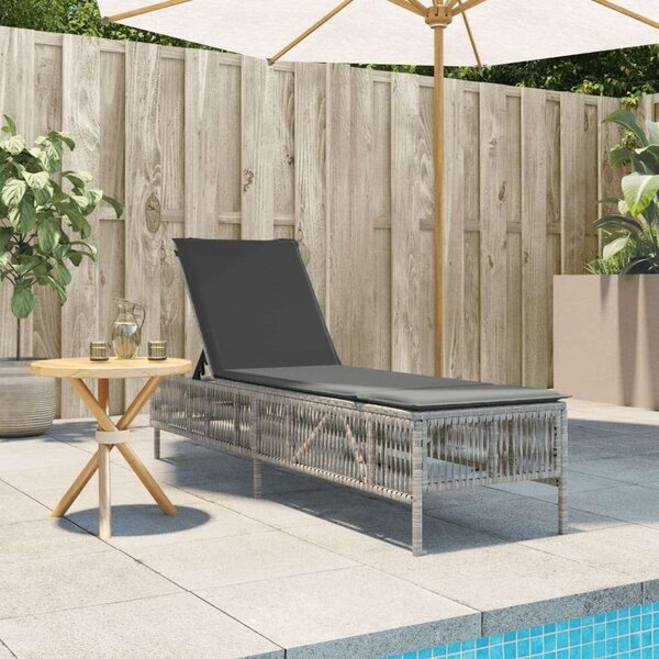 VidaXL Polyrattan Napozóágy - Világosszürke - 198cm