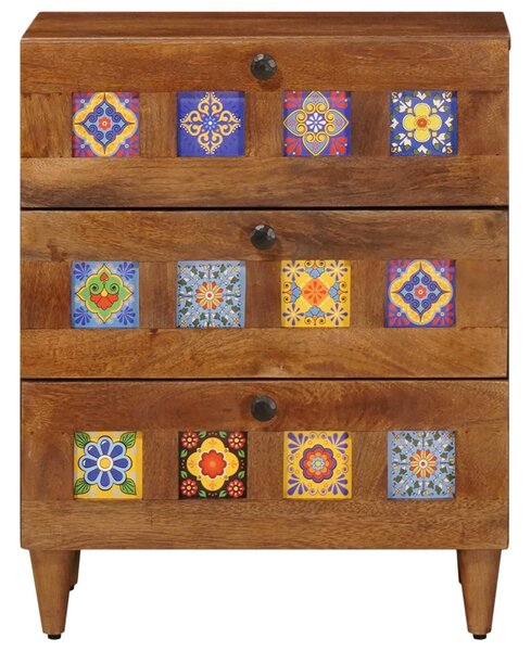 VidaXL Éjjeliszekrény fiókkal Barna 50 x 33 x 62 cm Tömör Mangófát