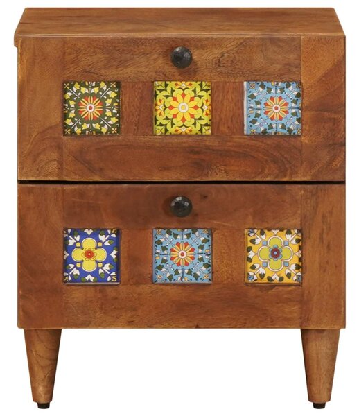 VidaXL Éjjeliszekrény fiókkal Barna 40 x 33 x 46 cm Tömör Mangófát