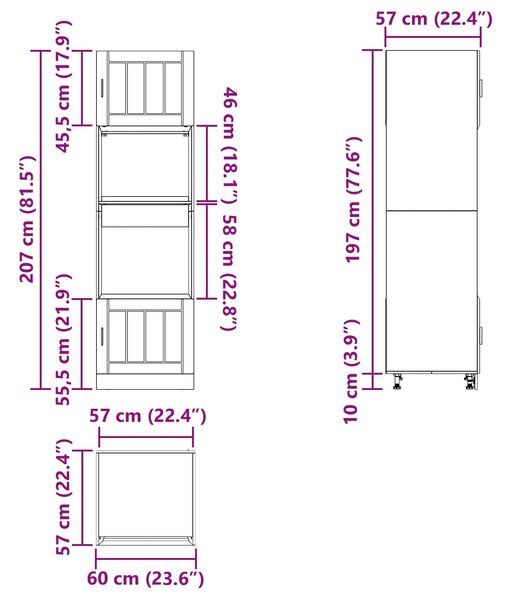 VidaXL Konyhaszekrény Fekete tölgy 60 x 57 x 207 cm Faanyag