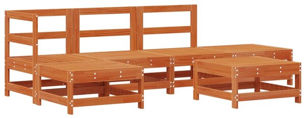 VidaXL Kerti lounge szett 5 pcs Gyantás Barna Fenyő Tömör Fenyőfa