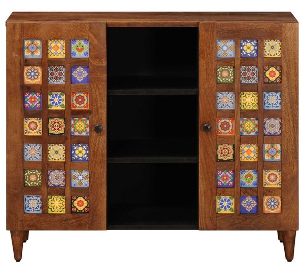 VidaXL Széf polcokkal tárolóval Dió 90 x 33,5 x 75 cm Tömör Mangófát